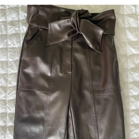 Jonathan Simkhai Tessa faux leather pants in dark mocha brown - Picture 5 of 13